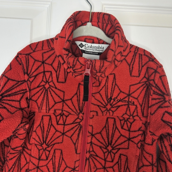Columbia Full-Zip Sweater Jacket Fleece Cozy Red Black Kids Size 4T - Picture 5 of 10